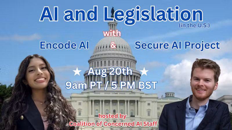 Flyer for AI and Legislation with Encode AI and Secure AI Project
