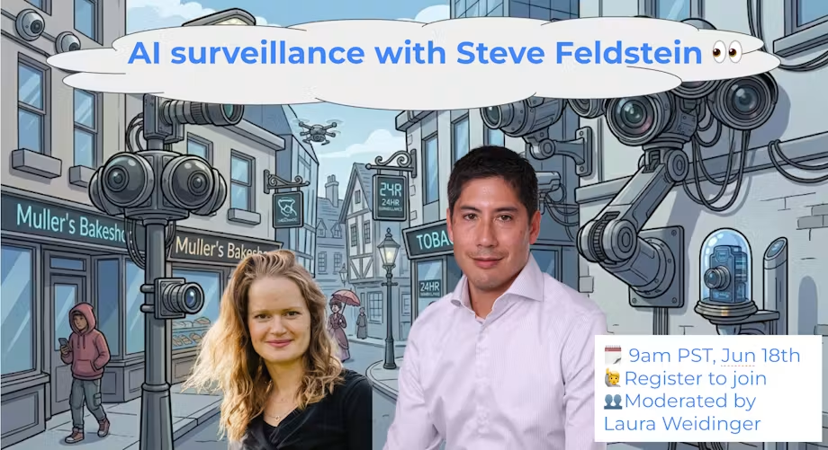 Flyer for AI surveillance with Steve Feldstein
